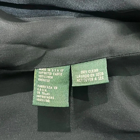 VTG Lauren Ralph Lauren 80s Linen Navy Checkered Oversized Blazer Jacket Sz 12 - Picture 6 of 6